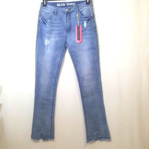 BLUE TOPIC WOMEN JEANS Distresed